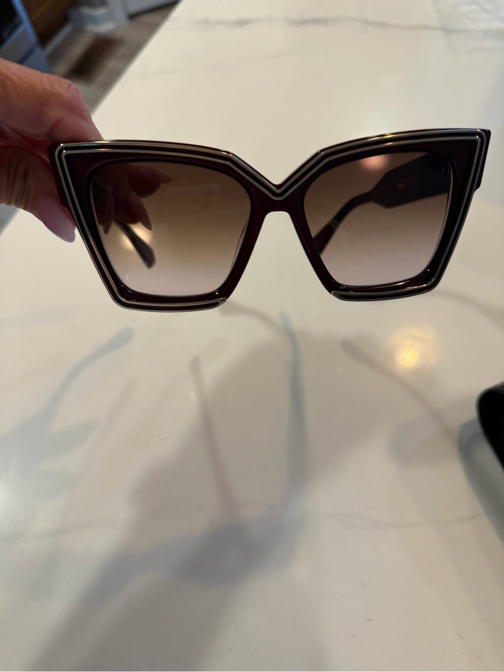 Valentino Two-Tone Cat-Eye Sunglasses in Brown and Black